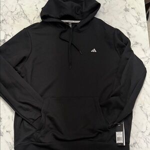 NWT Adidas Men's Black Lightweight Go-To Hoodie with Embroidered Logo - Large